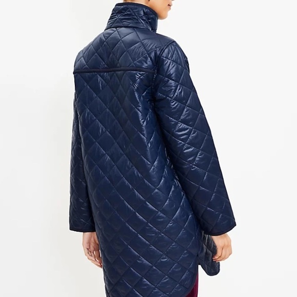 LOFT Navy Blue Lightweight Quilted Parka Jacket - Picture 10 of 11